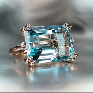 Rectangular shape sky blue ring